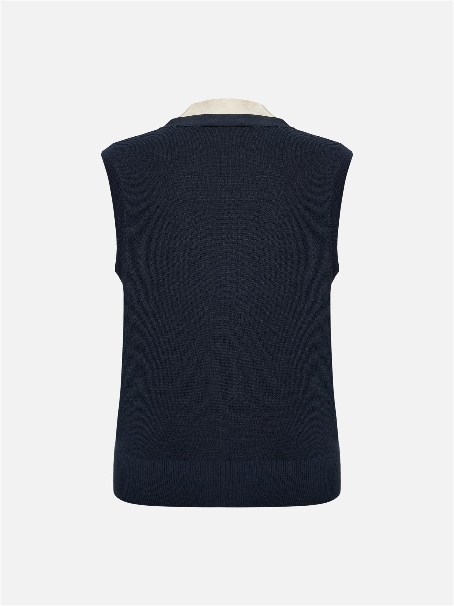 Cotton-Blend Knit Vest | Navy