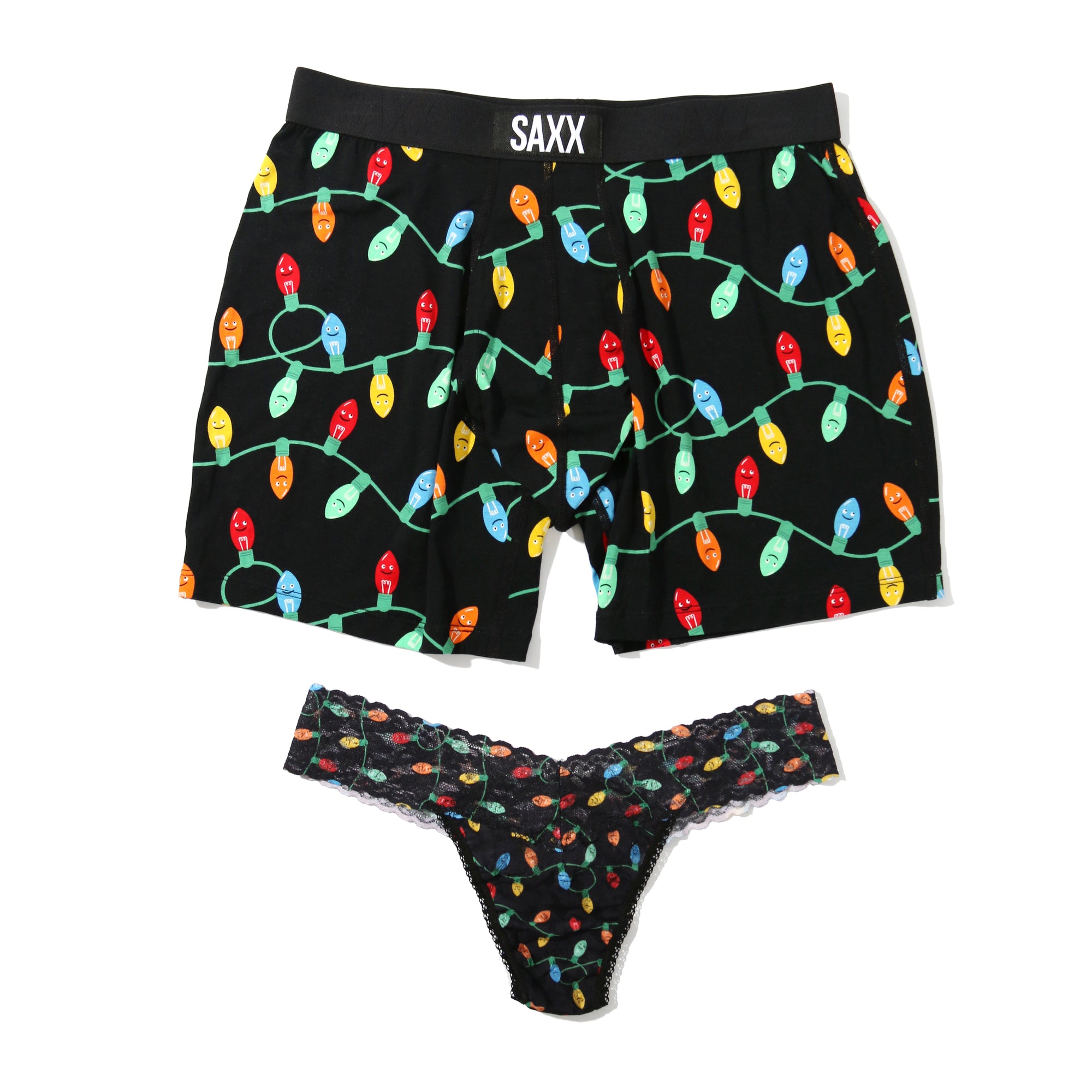Sinature Lace Low Rise Thong & Saxx Boxer Brief | Getta Watt (Black)