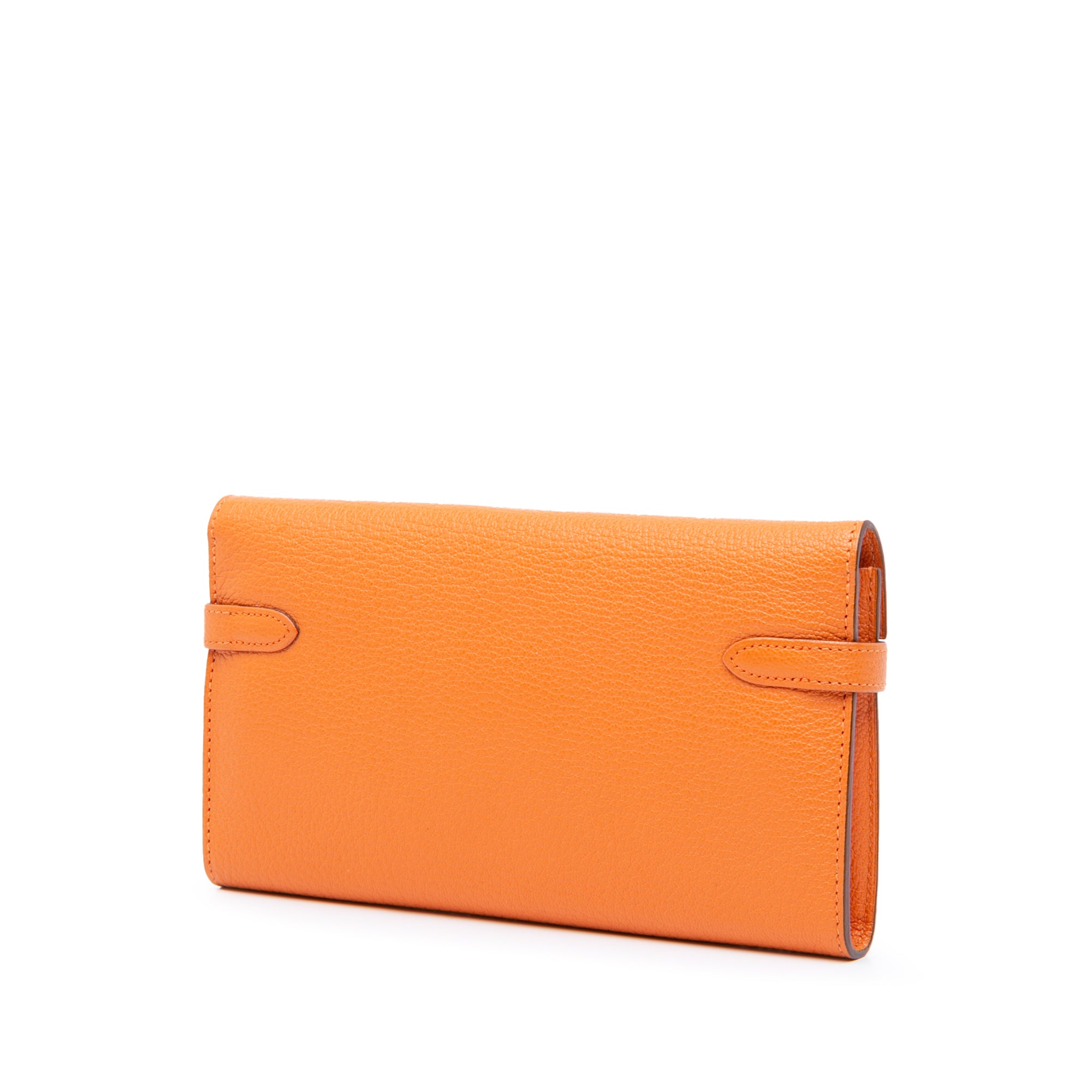 Hermes | Pre-Owned Chevre Mysore Kelly Longue Wallet | Orange