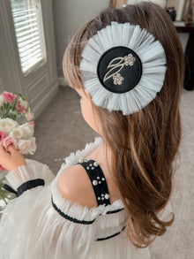Aurora Embroidered White and Black Hair Clip - Petite Maison Kids