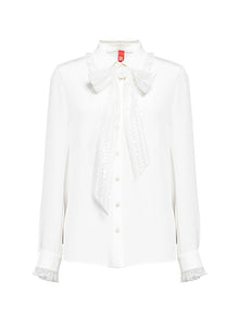Lace Bow Shirt | White