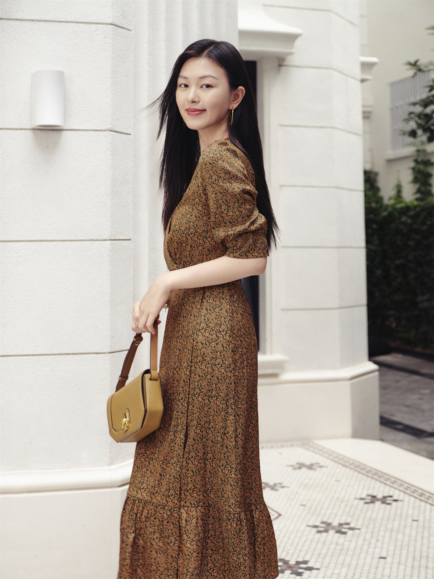One-Piece Tea-Length Dress | Brown