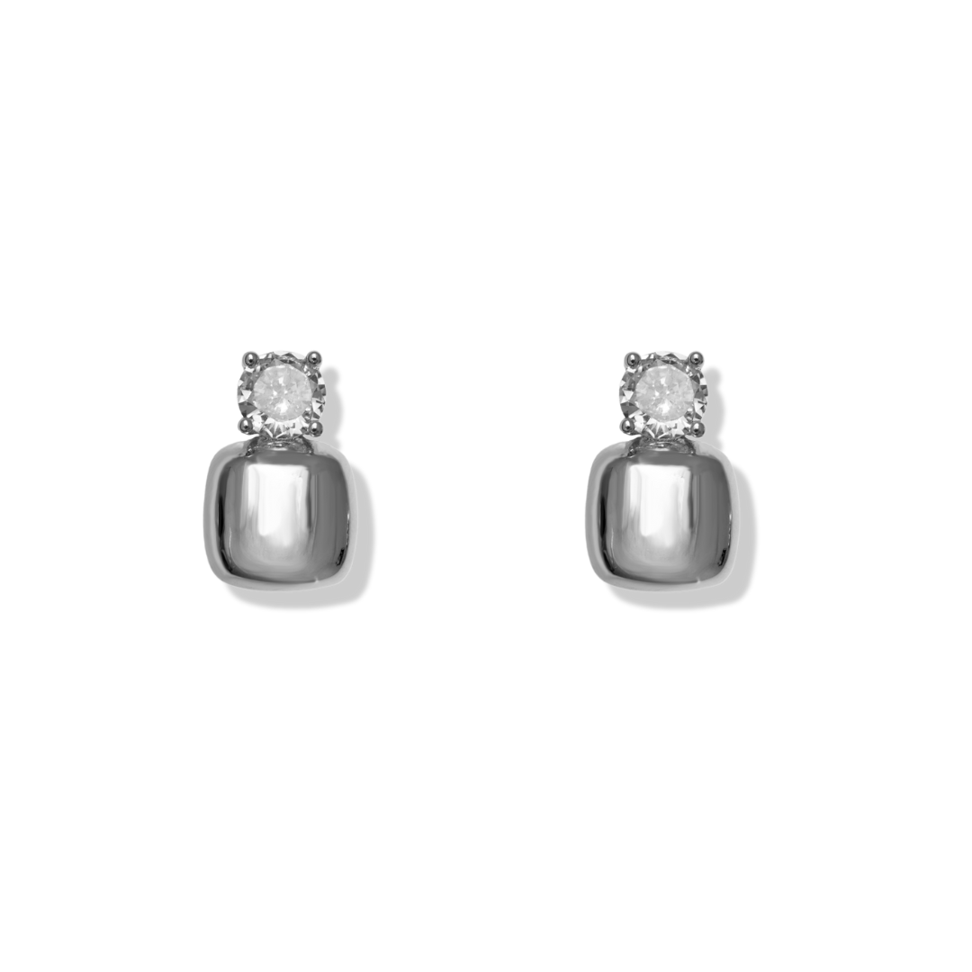 Scarlette Square Studs | Rhodium-Plated Brass