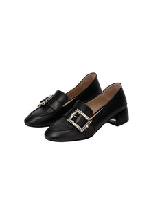 Double E Vine Diamond Buckle Loafers | Black