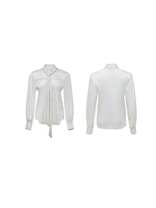 Lace-up Collar Shirt | Beige