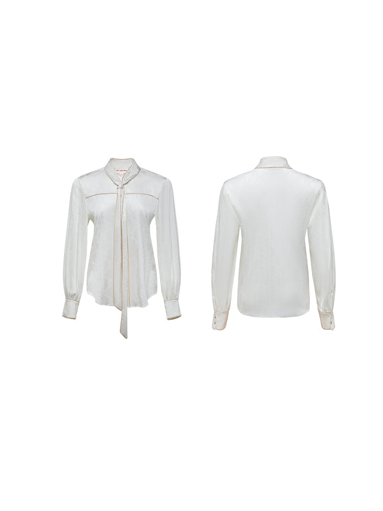 Lace-up Collar Shirt | Beige