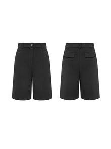 Acetate Mid-Length Pants | Black