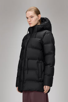 Rains Alta Long Puffer String W Jacket Black Jacket