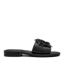 Begonia Sandal Flat | Black Faux Nappa