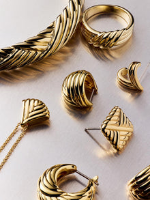 14K Gold Plated Botanica Braided Statement Hoop Earrings For Women Ana Luisa Tymie