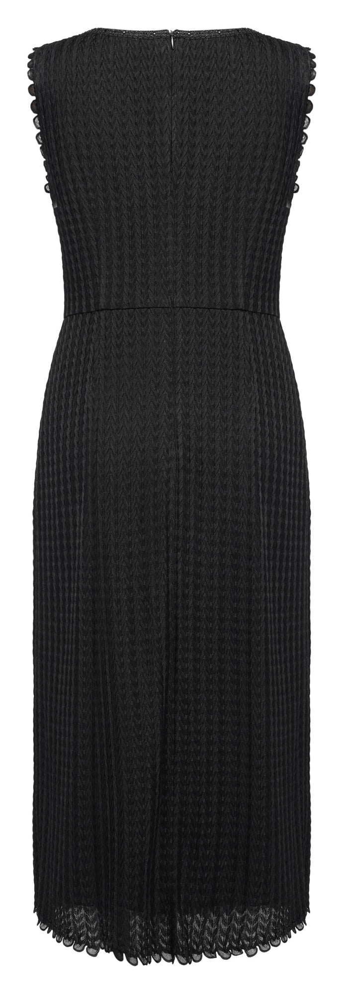 Acetate Skirt Waist-Defining Sleeveless Dress | Black