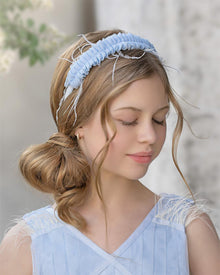 Girl | Skylar Tulle Ruffle Headband | Blue