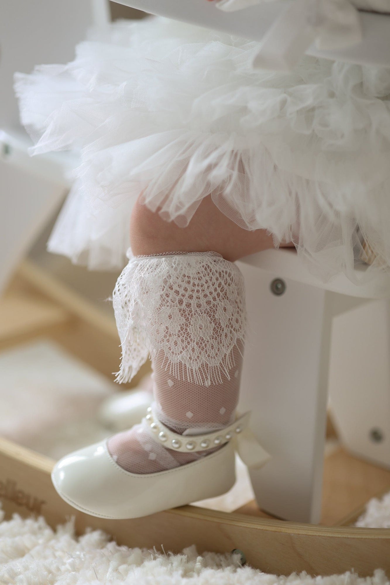 Girl | Ivy Polka Dot Lace Socks | White