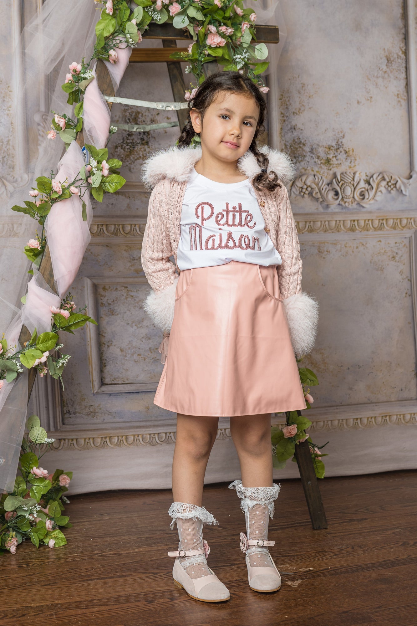 Unisex | Petite Maison Logo Pima Cotton T-Shirt | White x Pink