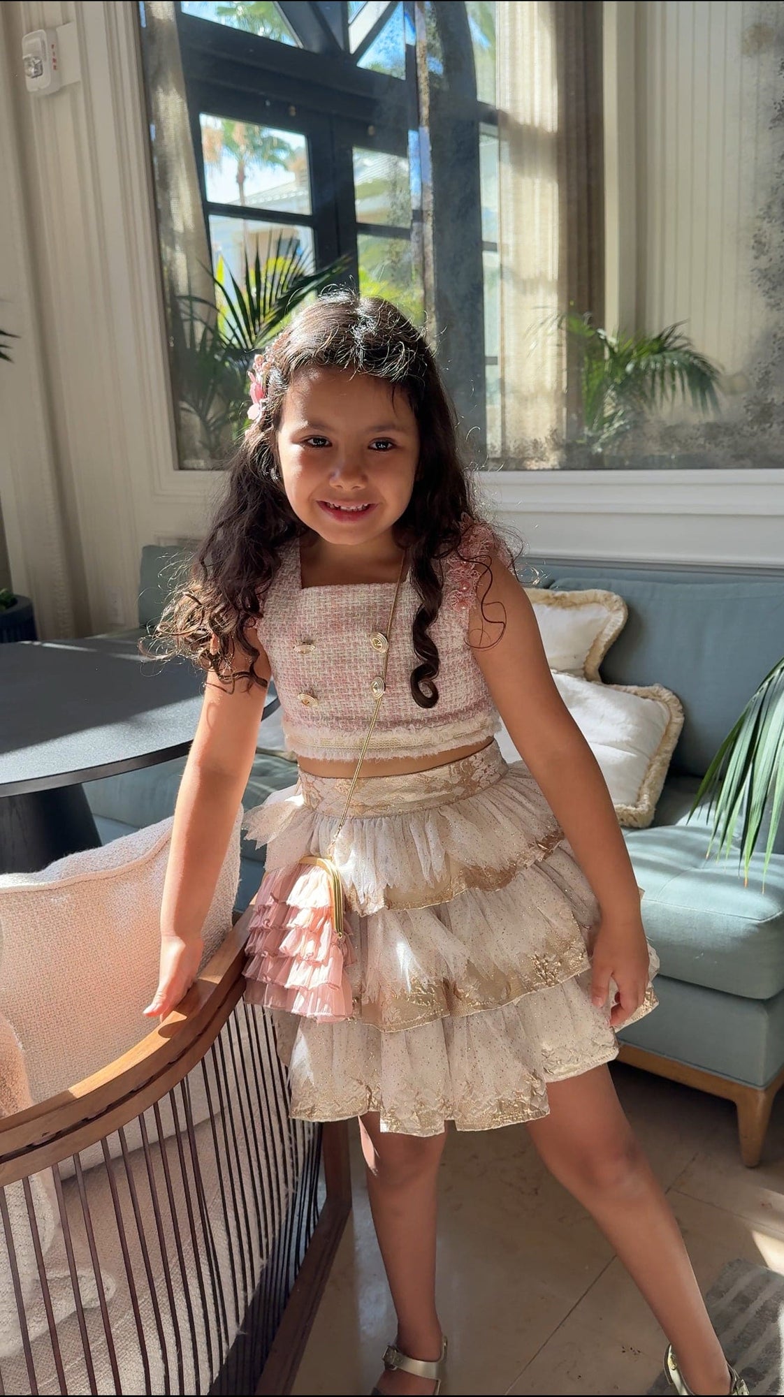 Girl | Charlie Jacquard Glitter Skirt | Gold