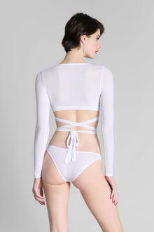 Long Sleeves Wrap Top - La Femme Amazone | White