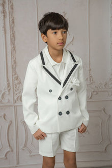 Boy | Alex Blazer With Black Contrast Line | White