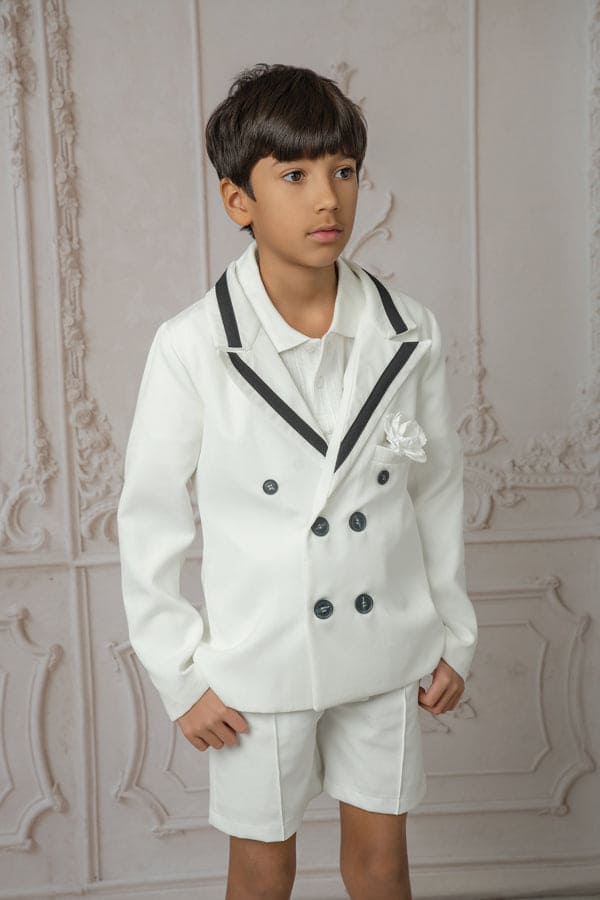 Boy | Alex Blazer With Black Contrast Line | White