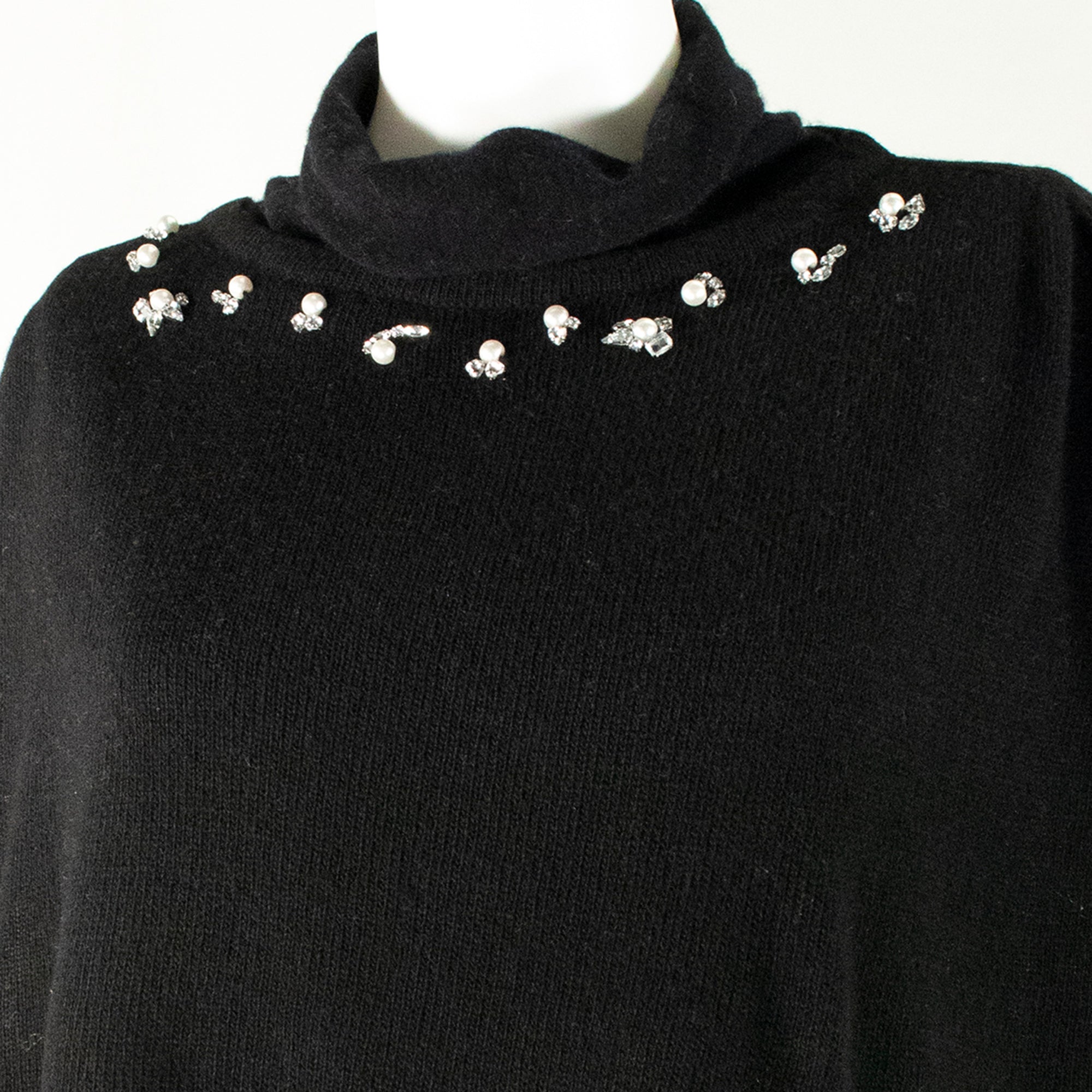Womens | Poncho with Crystal Stones | Black