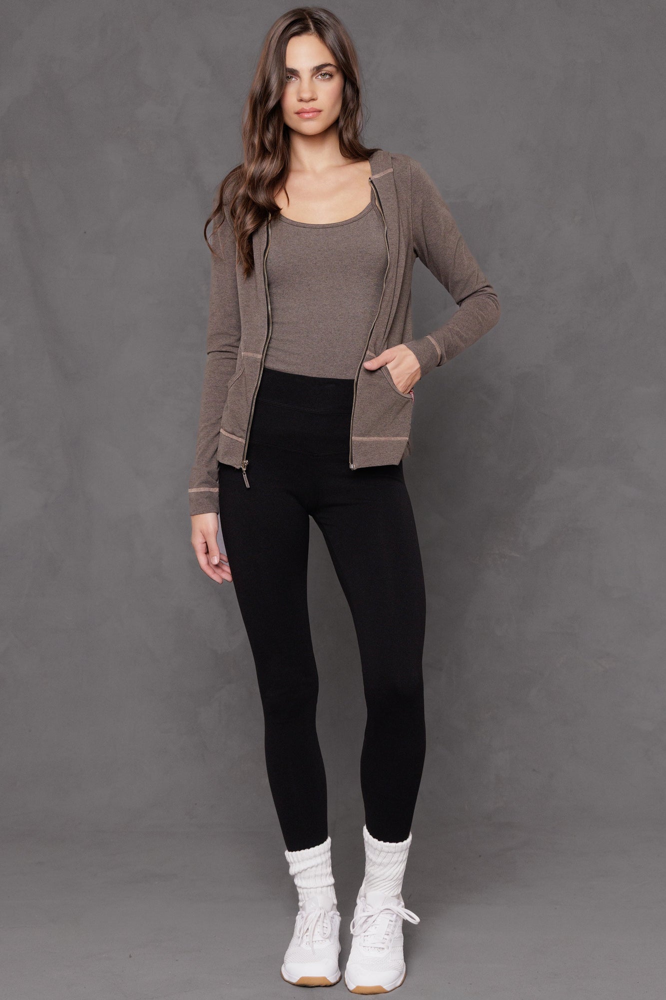 Women | Long Sport Bra Tank | Charcoal/Woodsmoke