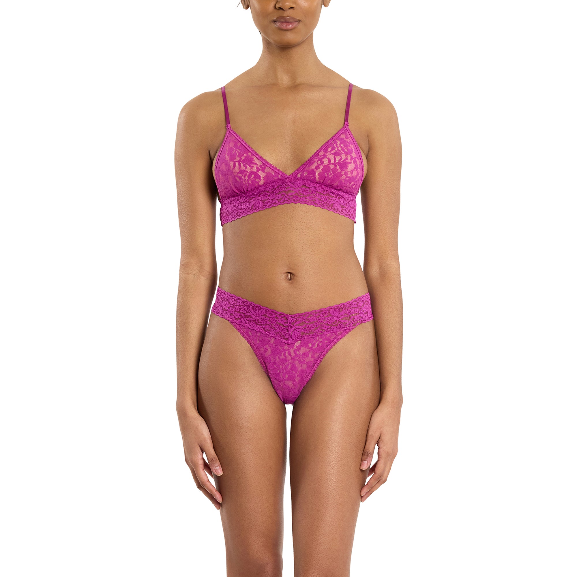 Flora Lace Original Rise Thong | Picking Plums (Pink)