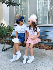 Unisex | Petite Maison Logo Pima Cotton T-Shirt | White x Navy