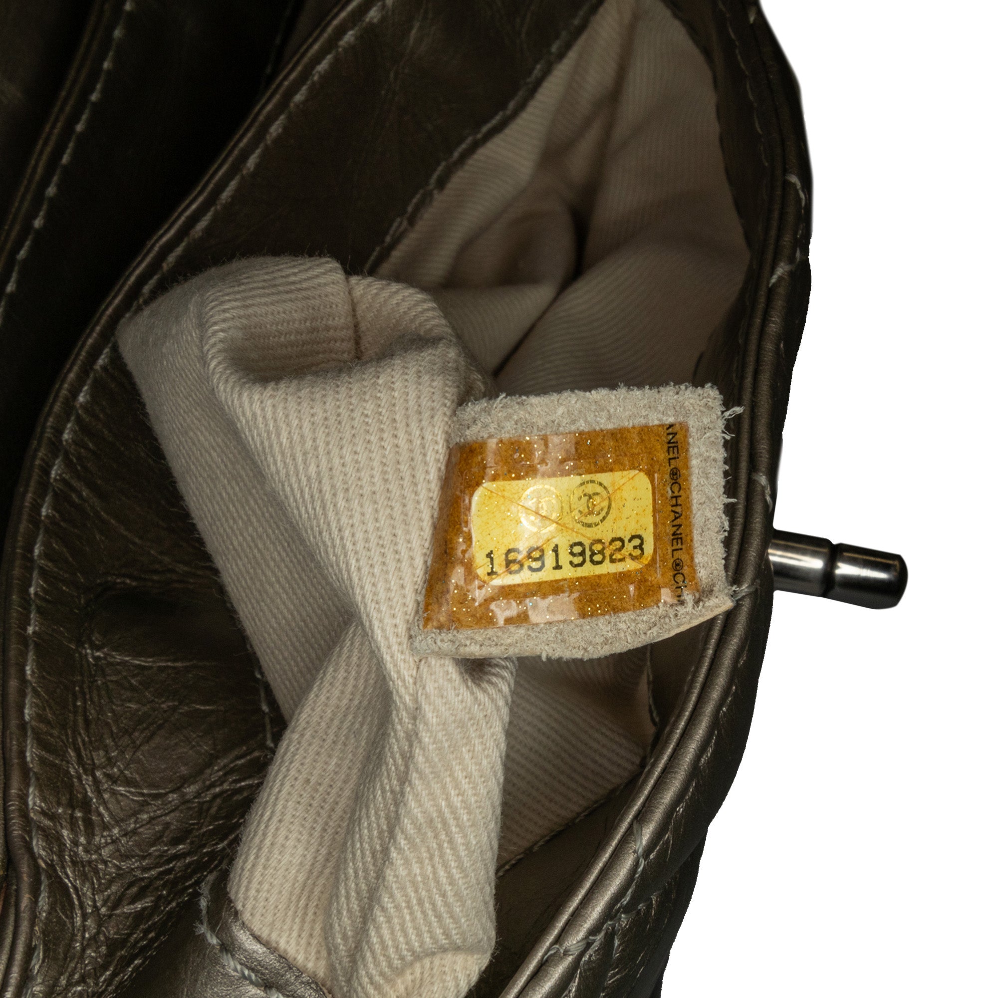 Chanel | Pre-Owned Mini Quilted Metallic Calfskin Lady Pearly Flap | Brown/Taupe