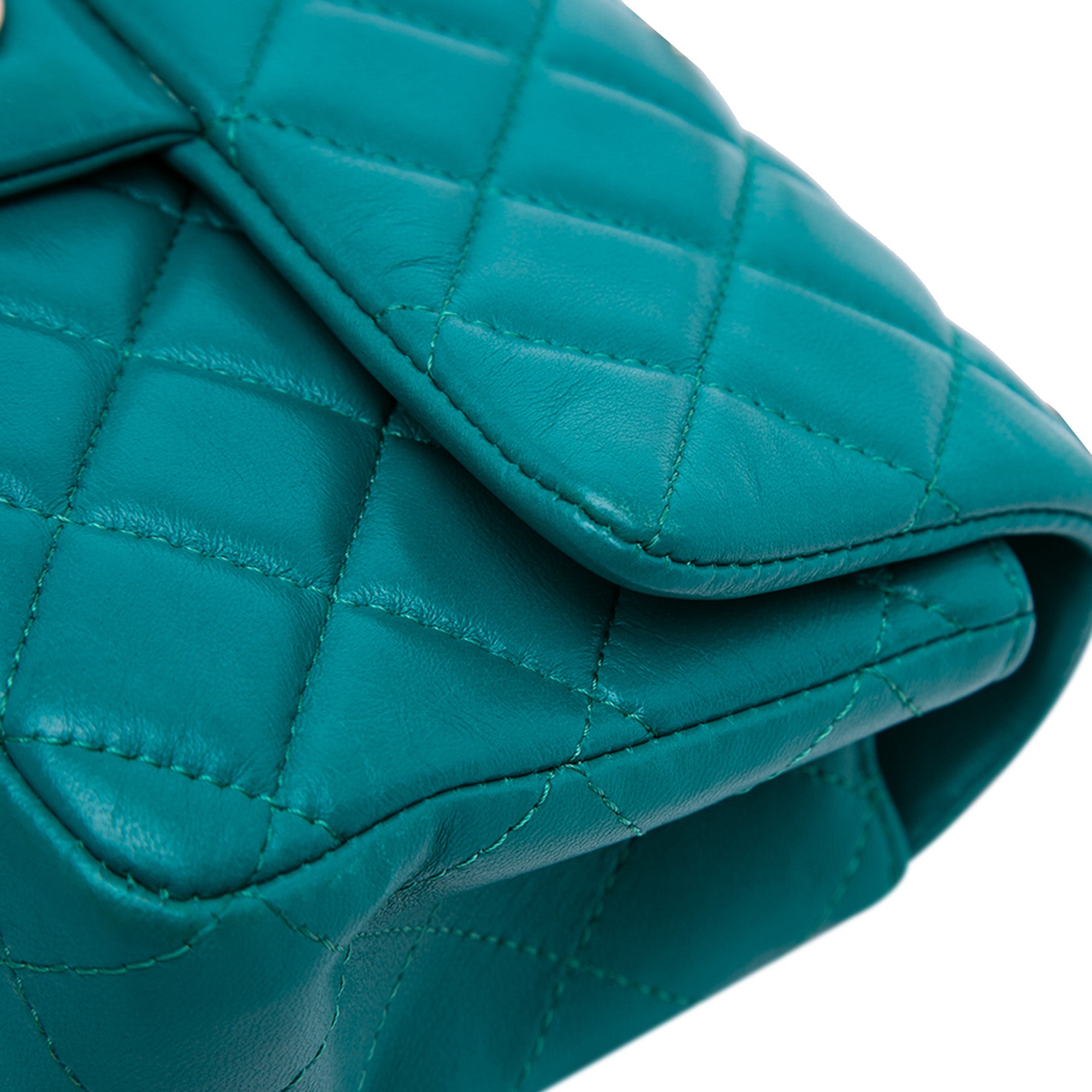 Chanel | Pre-Owned Mini Rectangular Classic Lambskin Single Flap | Blue/Turquoise
