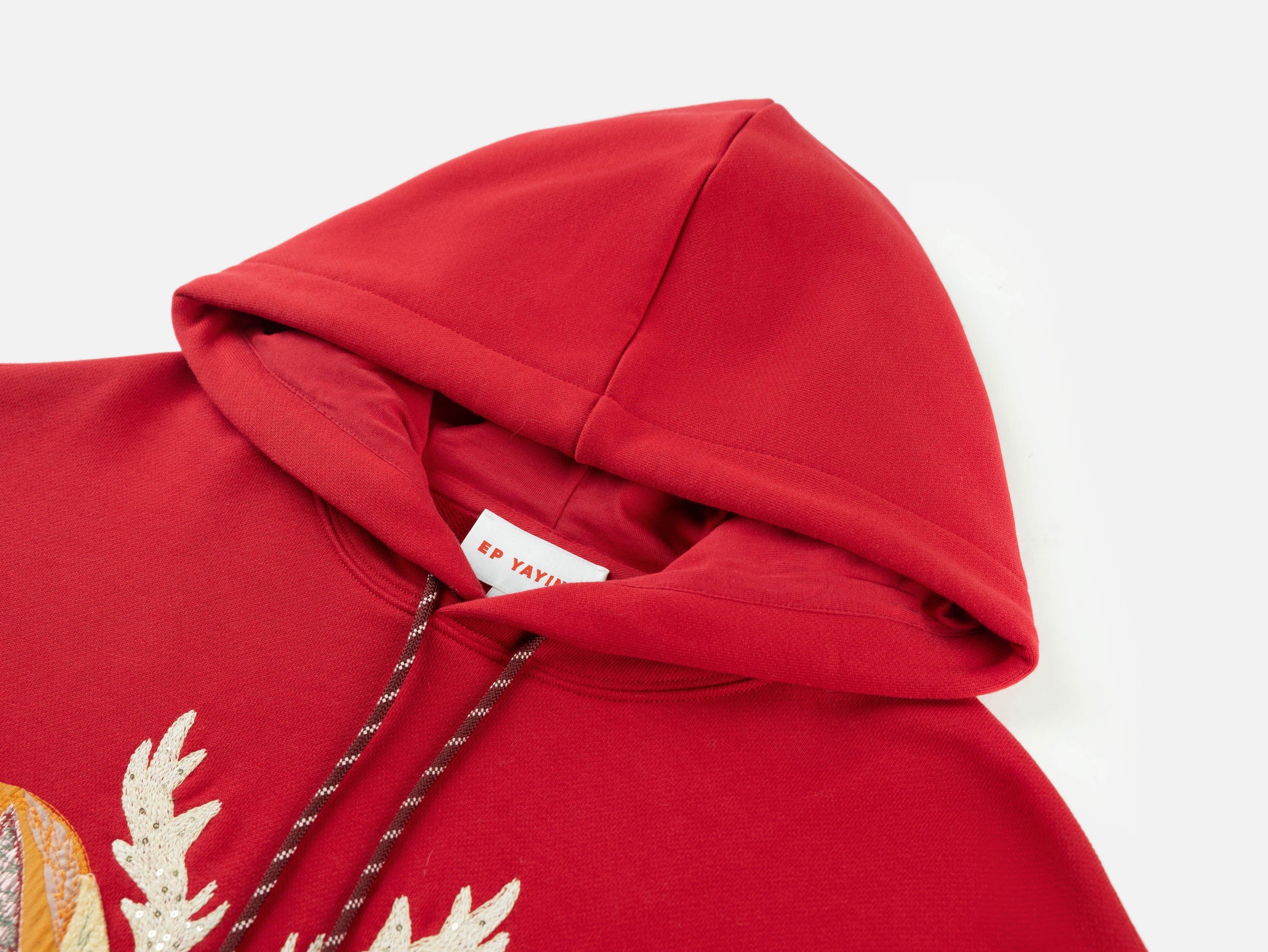 Cotton Embroidered Hoodie | Red