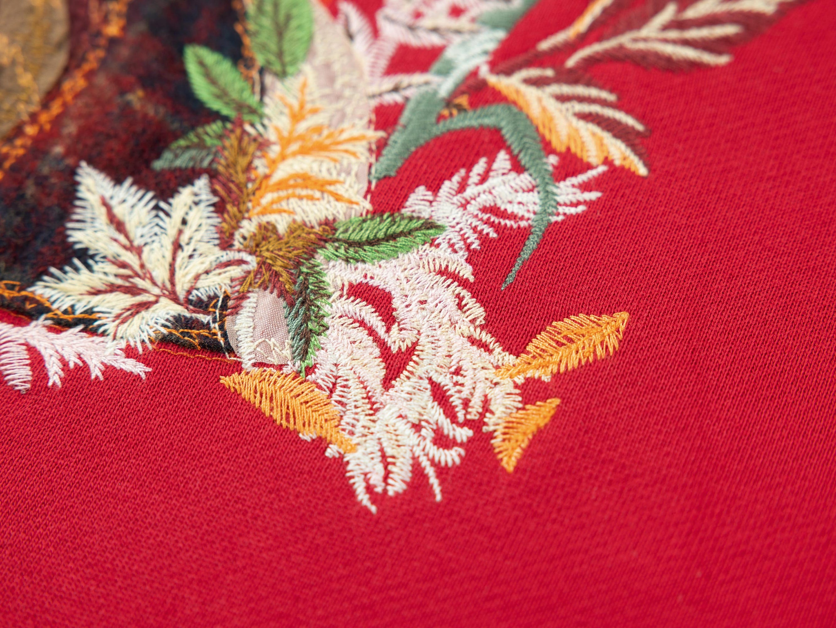 Cotton Embroidered Hoodie | Red