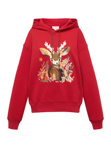 Cotton Embroidered Hoodie | Red