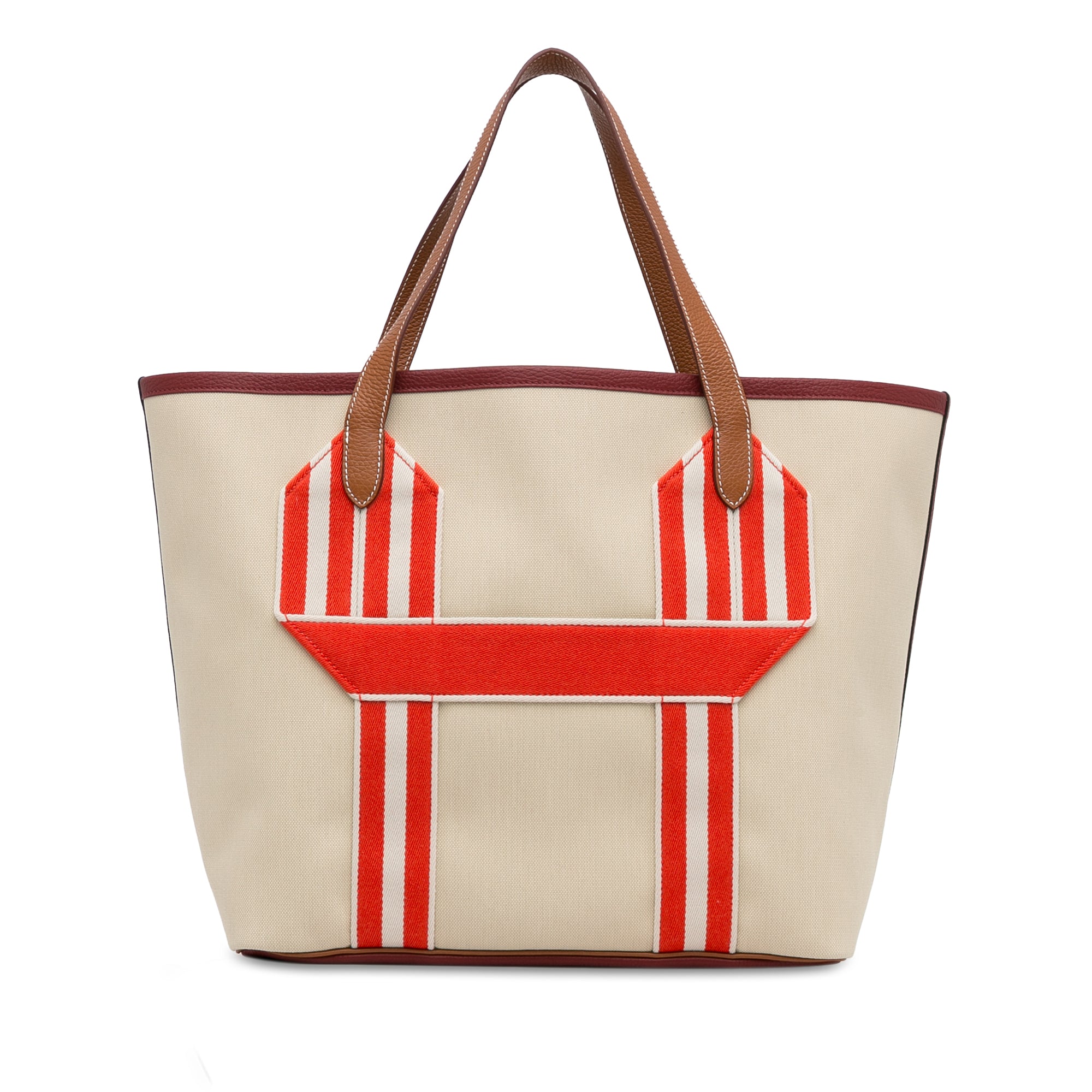 Hermes | Pre-Owned Canvas Pursangle Tote | Brown/Beige