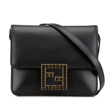 Fendi | Pre-Owned Leather Crystal Fab Crossbody | Black