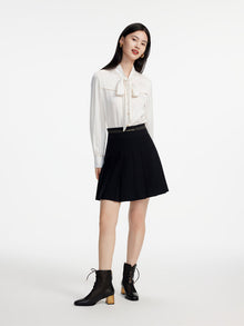 Lace-up Collar Shirt | Beige
