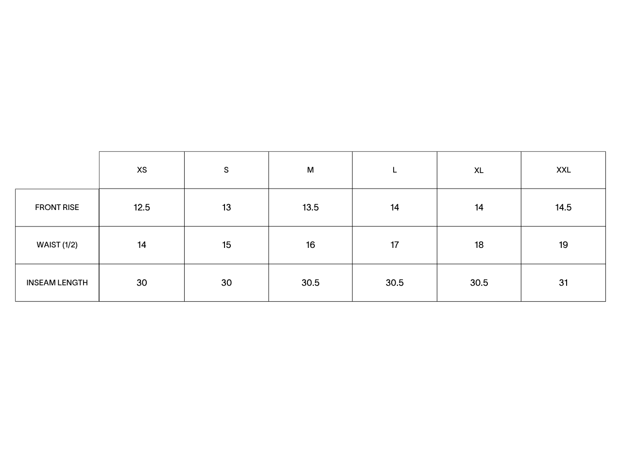 Product size guide