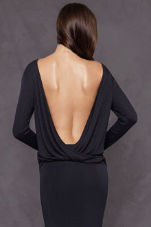 Women | Lightweight Ribbed 2-Fer Drape Top | Black