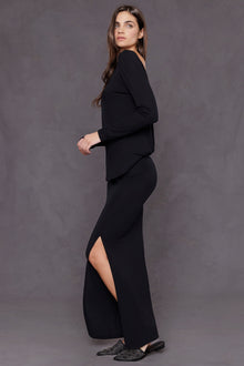 Women | Lightweight Ribbed 2-Fer Drape Top | Black