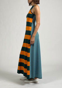 Womens | Oria Dress | Rugby Stripe (Marmalade/Evergreen/Sky)