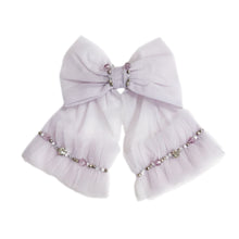 Girl | Ariel Rhinestone and Tulle Hair Bow | Lavender