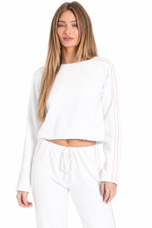 Women | Vintage Orange Stitched Sweatshirt | White