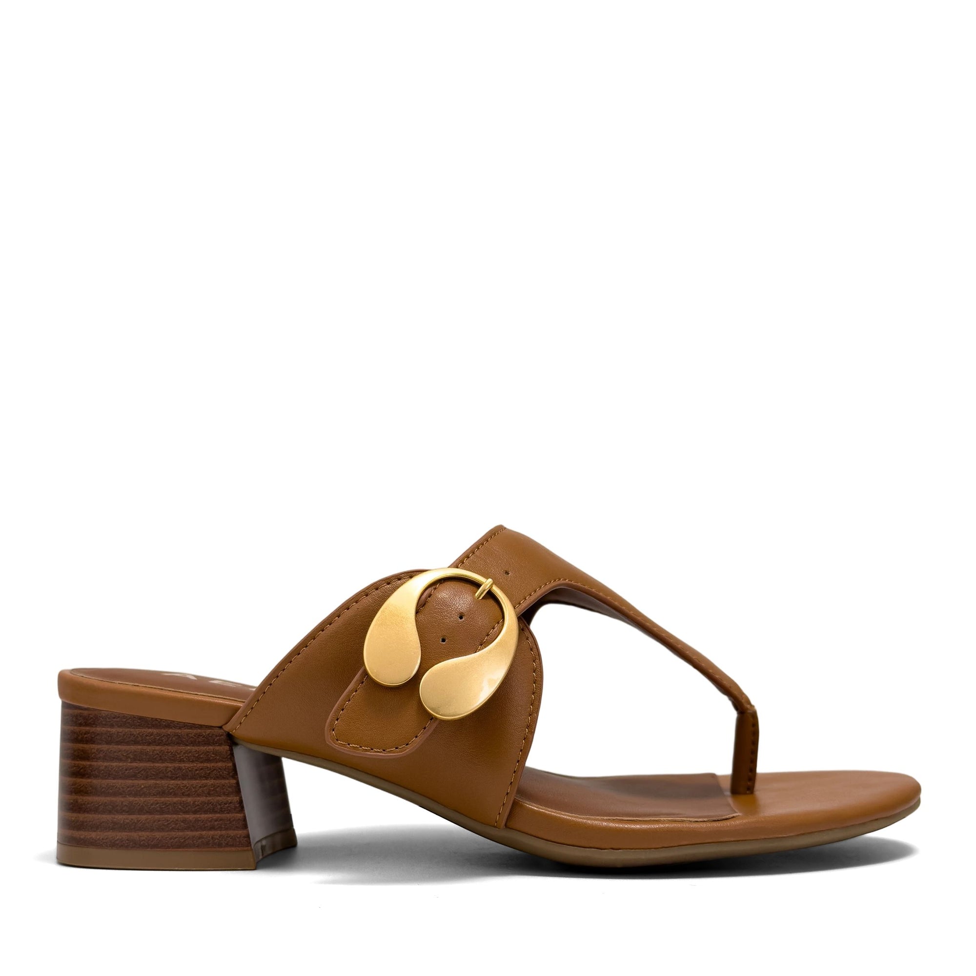 Cloude Sandal Heel | Tan Faux Nappa