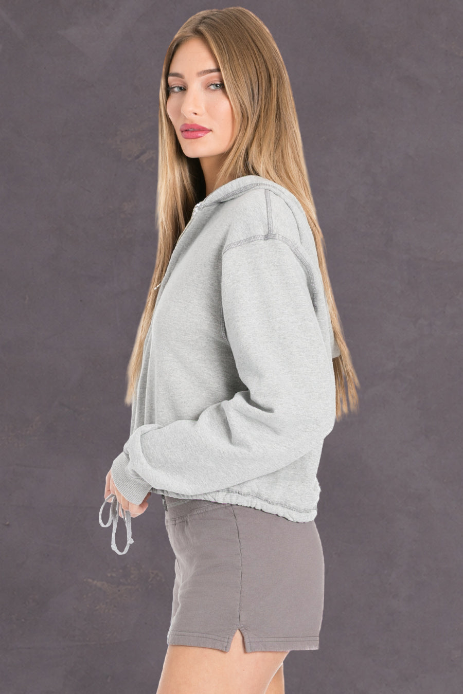 Women | Vintage Relaxed Zip-Up Hoodie | Heather Gray