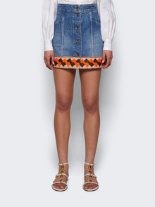 Women | VALENTINO | Embroidered Mini Denim Skirt Medium | Blue