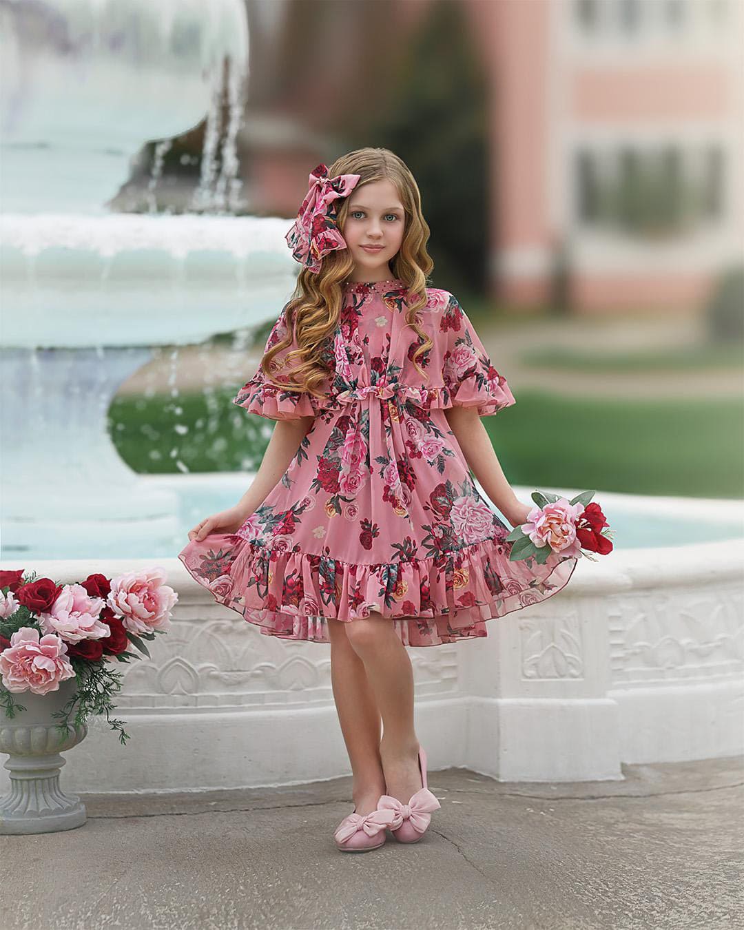 Girl | Flora Flower Print Dress | Pink
