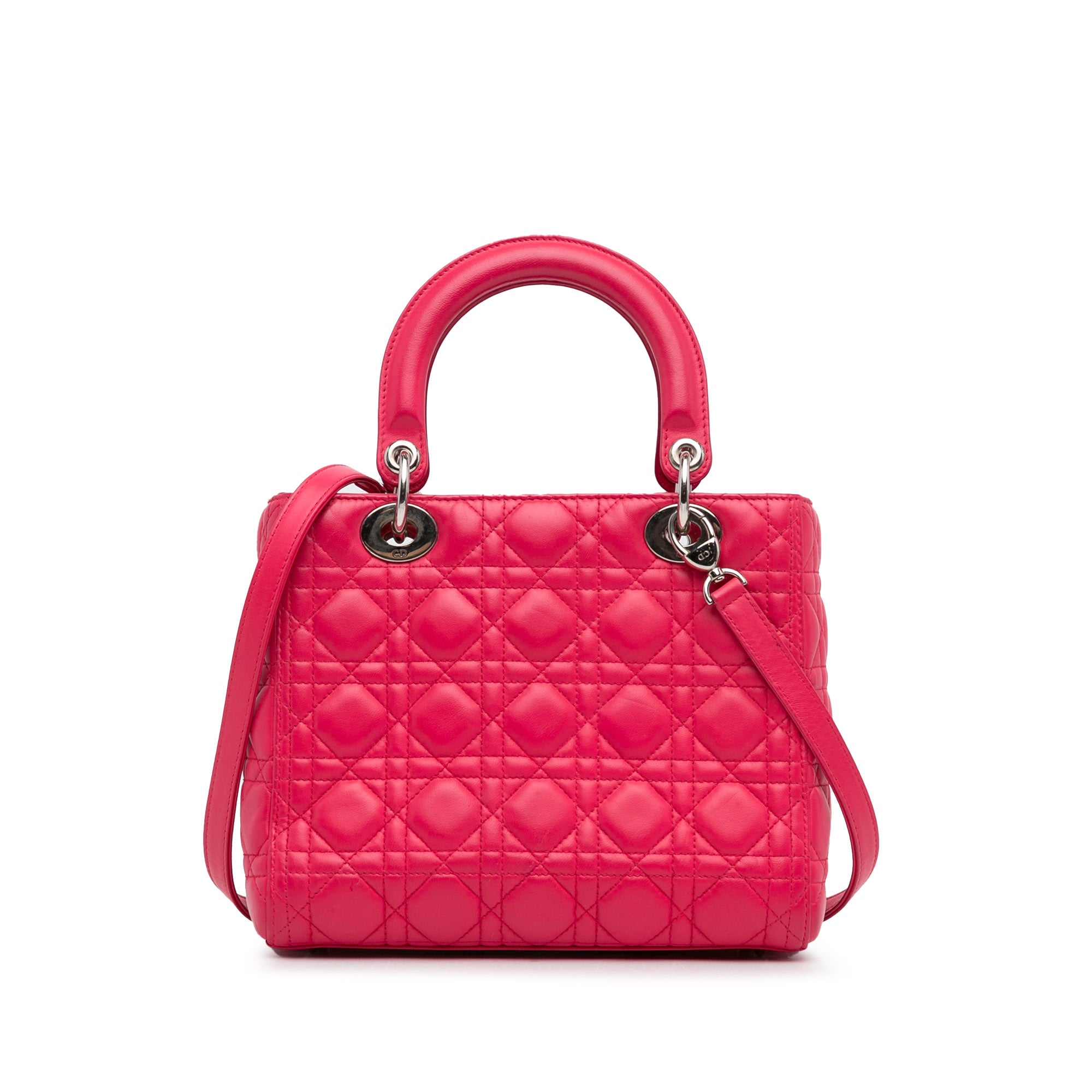 Dior | Pre-Owned Medium Lambskin Cannage Lady | Pink/Hot Pink