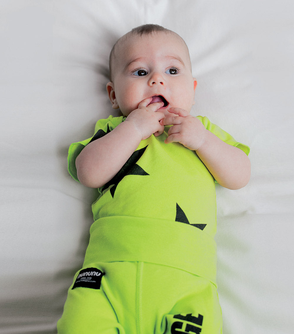 Newborn | Backstage Footed Leggings | Hot Lime