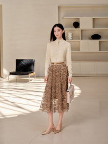 Wool Cashmere Knitted Cardigan | Beige