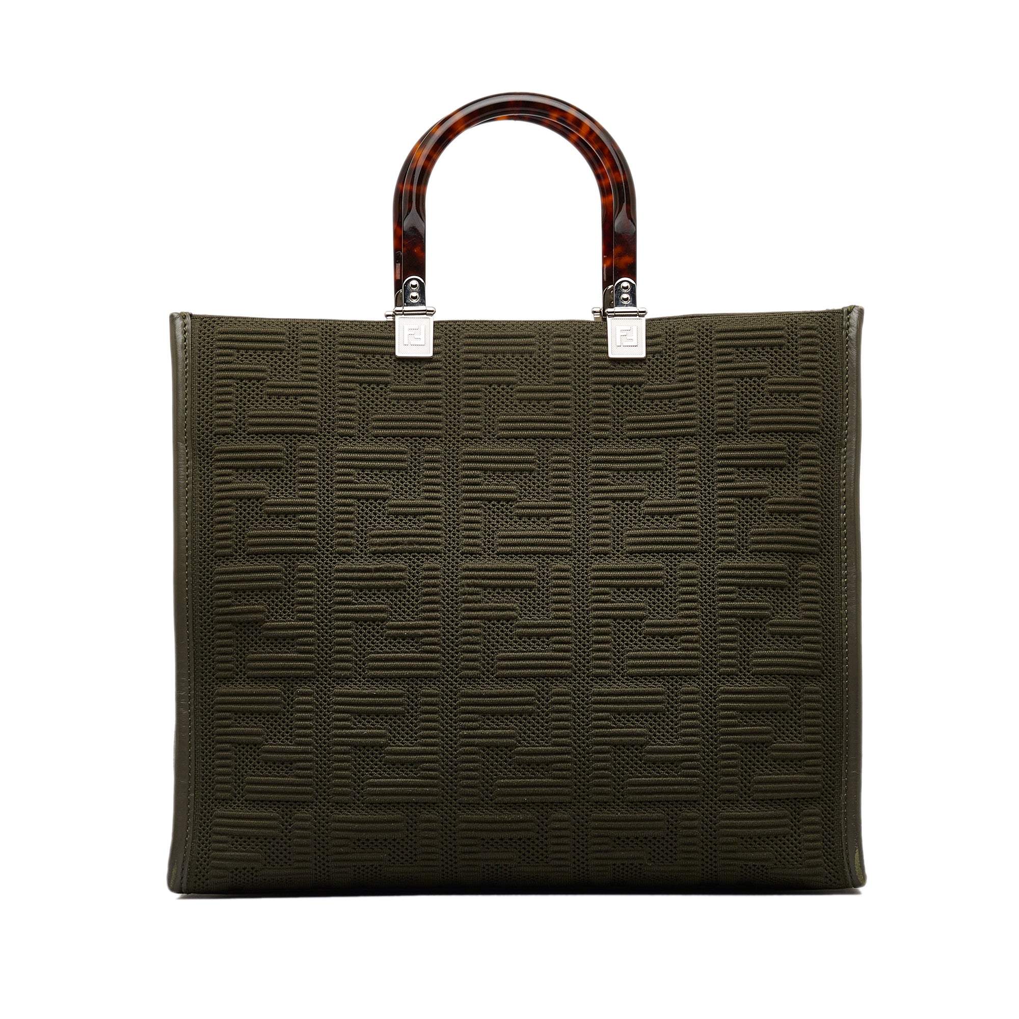 Fendi | Pre-Owned Medium Zucca Sunshine Shopper Canvas Tote | Green/Dark Green