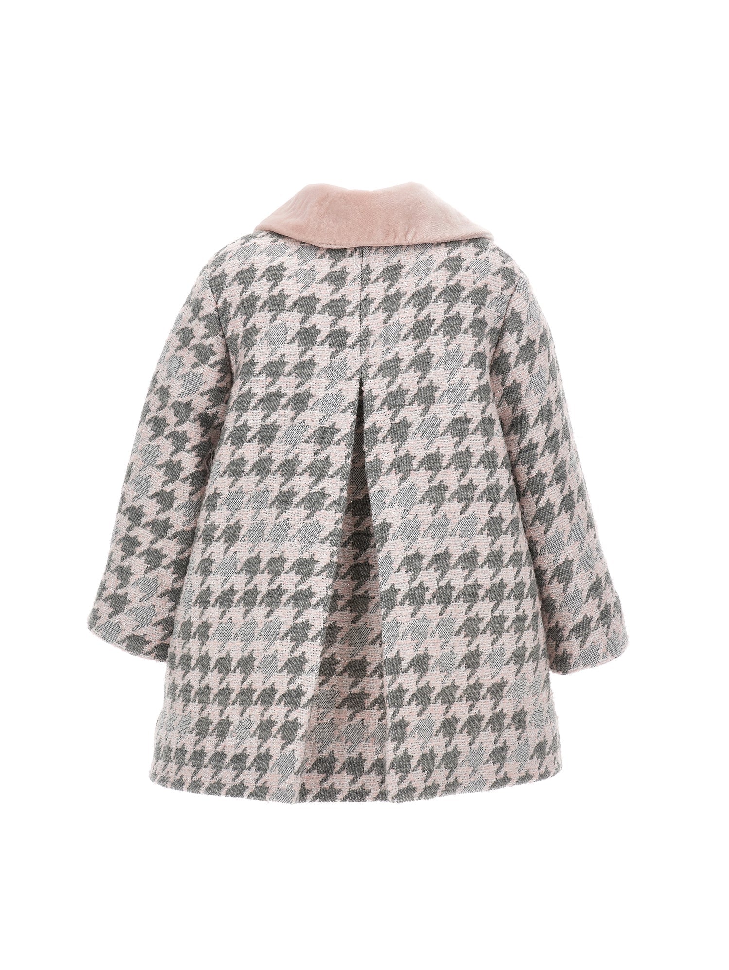 Girls | Houndstooth Coat | Pink+Cream