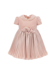 Girls | Velvet Dress With Lurex Tulle | Light Pink